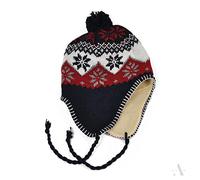 Générique Bonnet péruvien Bleu Marine doublé intérieur en Polaire Taille Unique 56 58cm Environ Chaud Trapper Neuf Froid Hiver Mixte Hommes Femmes Ski Neige ref:1542B Pompon Bleu Marine