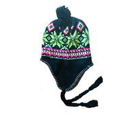 Générique Bonnet péruvien Fluo doublé Doublure Polaire Taille 56-58 cm Environ Fluorescent Chullo Hiver Chaud Femmes Hommes Mixte (Acrylique, Noir)