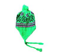 Générique Bonnet péruvien Fluo doublé Doublure Polaire Taille 56-58 cm Environ Fluorescent Chullo Hiver Chaud Femmes Hommes Mixte (Acrylique, Vert)