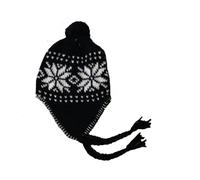 Générique Bonnet péruvien Noir doublé Polaire Taille 58-60 cm Environ 100% Acrylique Chullo Hiver Chaud Trappeur Taille Moyenne ou Grande Hommes Femmes Mixte Flocon