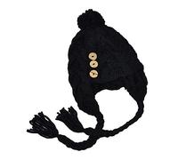 Générique Bonnet péruvien torsadé Taille Unique avec 3 Boutons Chaud Trapper Torsade Neuf Froid Hiver Femmes Ski Neige ref:1541 (Noir)