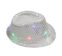 Générique Bonnet Piscine Tissu Homme LED Sequin Glow Jazz Hat Performance Props Cowboy Hat Bonnet Fourrure (Silver, One Size)