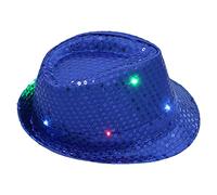 Générique Bonnet Piscine Tissu Homme LED Sequin Glow Jazz Hat Performance Props Cowboy Hat Bonnet Fourrure (Blue, One Size)