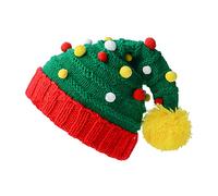 Générique Bonnet Satin Soie Cheveux de Père Noël à Paillettes Bonnet de Noël Tricoté Melon Enfant (Green, One Size)