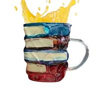 Générique Book Mug - Glass Books Stack Coffee Cup Collection | Painted Glass Library Books Coffee Mug | Cute Bookish Items Brews Holder with 3d Stacked Book Design, Teachers,Friends, Family