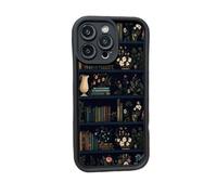 Générique Book Shelf Phone Case, Cartoon Bookshelf Pattern TPU Phone Case, for Iphone 12/13/14/15/16 Pro Max Series (black3,for iphone 12 Mini)