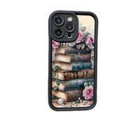 Générique Book Shelf Phone Case, Cartoon Bookshelf Pattern TPU Phone Case, for Iphone 12/13/14/15/16 Pro Max Series (black2,for iphone 13 Pro Max)