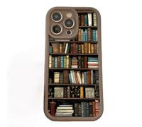 Générique Book Shelf Phone Case, Cartoon Bookshelf Pattern TPU Phone Case, for Iphone 12/13/14/15/16 Pro Max Series (Brown,for iphone 14)