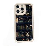 Générique Book Shelf Phone Case, Cartoon Bookshelf Pattern TPU Phone Case, for Iphone 12/13/14/15/16 Pro Max Series (white2,for iphone 12 Mini)