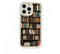 Générique Book Shelf Phone Case, Cartoon Bookshelf Pattern TPU Phone Case, for Iphone 12/13/14/15/16 Pro Max Series (white1,for iphone 12)
