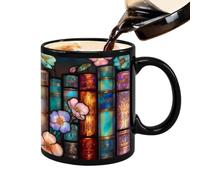 Générique Bookshelf Mug - Ceramic Coffee Mug 330ml | Creative Bookshelf Cup Design - Comfortable Handle | Tea Coffee Milk Cup | Reader Librarian Gift - Home Office Drinkware