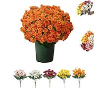 Générique Booneb Artificial Mums, Artificial Outdoor Sunset Mums Flowers, Rich in Color, No Maintenanceno Watering (5Bunches of Orange)