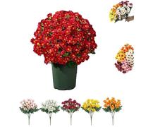 Générique Booneb Artificial Mums, Artificial Outdoor Sunset Mums Flowers, Rich in Color, No Maintenanceno Watering (5Bunches of Red)