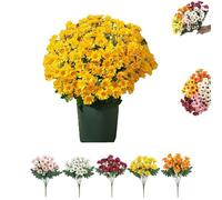 Générique Booneb Artificial Mums, Artificial Outdoor Sunset Mums Flowers, Rich in Color, No Maintenanceno Watering (5Bunches of Yellow)