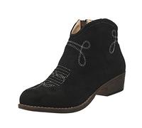 Générique Boots Chelsea Femme Bout Pointu Bottines Talons Bas Enfiler Chic et Élégant Automne Botte Courte Antidérapant Automne Bottes Classiques Santiags Cowboy Western Bottes Cowboy pour Femmes