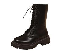 Générique Boots Femme Cuir, Bottine Plate, Botte De Pluie Chaussures Femmes Semi-Hautes Chelsea Bottes Confortable Noir 41