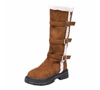Générique Boots FourréEs Femme,Bottes avec Boucle De Ceinture Semelle Plateforme éPaisse Doublure SynthéTique Hauteur Cheville pour Un Confort Et Une AdhéRence Optimaux par Temps Froid(Brown 40)