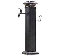 Générique Borne de Robinet Solaire autoportante avec éclairage Solaire, Colonne d'eau antigel extérieure et Pistolet pulvérisateur, borne d'eau Verticale en Alliage d'aluminium Durable pour Jardin et