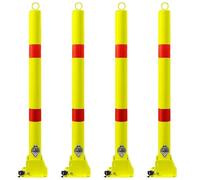 Générique Bornes de sécurité réfléchissantes - Lot de 4 poteaux de délimitation de Circulation avec Anneau de Suspension, barrière de sécurité pour la Construction de parkings, signalisation routière