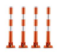 Générique Bornes de stationnement Pliables en Acier - Lot de 4 poteaux de sécurité pour allées et garages, contrôle de la Circulation et sécurité routière, poteaux de signalisation Rouges résistants