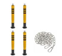 Générique Bornes de stationnement Portables Robustes avec chaîne - Lot de 4 - Canalisation de Circulation métallique pour la sécurité des allées - Installation au Sol - 75 x 9 cm