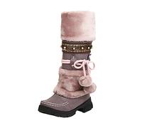 Générique Botte au Genou Bottes Femmes Chaussures Doublure Chaude Hiver en PU Cuir Souple Bottines Plats Boots Cavalière Larges Bottes Équestres Botte Western Tendance Chaussures Boots d'hiver