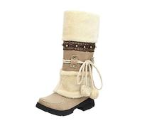 Générique Botte au Genou Bottes Femmes Chaussures Doublure Chaude Hiver en PU Cuir Souple Bottines Plats Boots Cavalière Larges Bottes Équestres Botte Western Tendance Chaussures Boots d'hiver