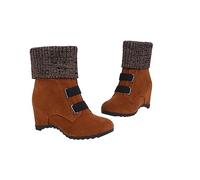 Générique Botte de Neige Femme Coupe Large Talon Bloc bas Boucle Chaud Polaire Hiver Neige Chaussures Cowboy Mode Bottes Moto Bottes Combat Boot Plus La Taille Boots Bottine Automne d'hiver Vintage
