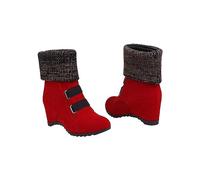 Générique Botte de Neige Femme Coupe Large Talon Bloc bas Boucle Chaud Polaire Hiver Neige Chaussures Cowboy Mode Bottes Moto Bottes Combat Boot Plus La Taille Boots Bottine Automne d'hiver Vintage