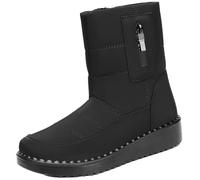 Générique Botte De Neige Femme Doublure Chaude Imperméables Bottines Confortable Antidérapant Mi-Mollet Chaussures Chaude Repousse La Neige Fondue Latérale Zip Bottes Pour Déplacements Au Travail