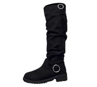 Générique Botte Femme Bottes Cavalieres Femme Chaussure Hiver Boots Cuir Botte Talon Chaussures Confortable Plates Fourrée Cowboy De Randonnée Equitation Haute Cuissardes Bottine Caoutchouc,40