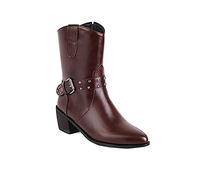Générique Botte Femme Courte avec rivets boucles Bottillons Femme Confortable Chaudes loisirs Femmes Boot Souple Imperméables Moderne Bottines femmes cuir véritable Automne Hiver Mode