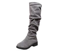 Générique Botte Hautes Femme Cuissarde Daim Talon Bloc Causal Zippées Hiver Longue Boots à Plat Confortable Equitation