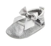 Générique Botte Hiver Summer And Autumn Shiny Shoes Bow Baby Shoes Soft Bottom Non Single Shoes Bottes Enfant (Silver, 14 Infant)