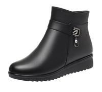 Générique Botte Neige Femme Doublure Chaude Impermeable Bottines Confortable Antidérapant Mi-Mollet Chaussures Chaudes Repousse La Neige Fondue Latéral Zip Bottes Pour Déplacements Au Travail