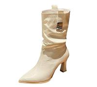 Générique Botte Noir éTanches Talons Bas Vintage RéSistantes Boots EléGante LéGèRes Bottillons AntidéRapantes Chaudes Hauteur Cheville Bottes Automne Bout Pointu Voyages Bottine