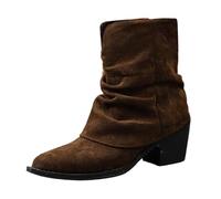 Générique Bottes à Cheville Femme en Daim à Bout Pointu avec Talon Épais pour Une Affinée en Saison Automne Hiver (Coffee, 41)