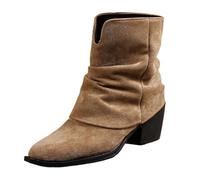 Générique Bottes à Cheville Femme en Daim à Bout Pointu avec Talon Épais pour Une Affinée en Saison Automne Hiver (Khaki, 42)