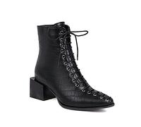 Générique Bottes à Lacets pour Femme Bottes avec Talon Bas Femmes Pointu Élégant Bottines Boots de Trekking Outdoor Botte Confortables Résistantes et Légères Automne Hiver Mode Casual Chaussures
