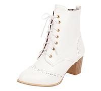 Générique Bottes à Lacets Talons épais pour Femmes Automne Hiver édition coréenne Bottines Hautes extérieur Station indépendante (White, 42)