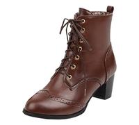 Générique Bottes à Lacets Talons épais pour Femmes Automne Hiver édition coréenne Bottines Hautes extérieur Station indépendante (Brown, 40)