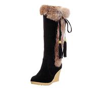 Générique Bottes au Genou Femme Fourrure Bottines Neige Plates Snow Boots Chaudes Chaussures Imperméable Antidérapant Mode Chaussures Boots d'hiver Fourrées Chic Chaude Confort Bottes de Neige