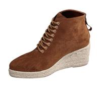 Générique Bottes Cheville Femme Élégantes à Talon Incliné avec Bout Pointu et Semelle en Corde pour Un Style Urbain et Confortable en Toutes Occasions (Brown, 41)