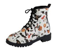 Générique Bottes Cheville Femmes Mode avec Talons carrés et Lacets inspirés des Dessins animés pour Un Style décontracté et Tendance (White, 40)