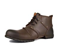 Générique Bottes Chukka Moto pour hommes Bottines en Cuir avec Fourrure Chaussures à Lacets Décontractées,Marron Warm,40.5