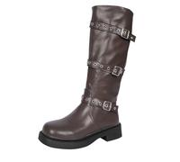 Générique Bottes classiques À enfiler au genou Elégantes Vintage Longue Boots Chunky Talons Chaud Plateforme Slip On Motard Bottes Militaires Imperméable Confortable Chaud Boots
