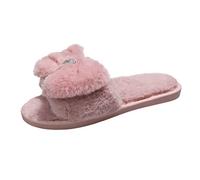 Générique Bottes Compensées Marron pour Femmes Hautes Dames Mode Couleur Unie Peluche Strass Amour nœud décoration Bout Ouvert Plat décontracté Coton Pantoufles Chaussettes Chaussons (37)