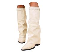 Générique Bottes Cowboy Femme en Cuir, Bottes Hautes Western à Clous pour Femmes, Bottes Motardes Pointues Mode avec Talon Bas, Idéales pour Tenues Country, Festival et Allure Cowgirl Chic