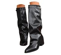 Générique Bottes Cowboy Femme en Cuir, Bottes Hautes Western à Clous pour Femmes, Bottes Motardes Pointues Mode avec Talon Bas, Idéales pour Tenues Country, Festival et Allure Cowgirl Chic