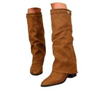 Générique Bottes Cowboy Femme en Cuir, Bottes Hautes Western à Clous pour Femmes, Bottes Motardes Pointues Mode avec Talon Bas, Idéales pour Tenues Country, Festival et Allure Cowgirl Chic